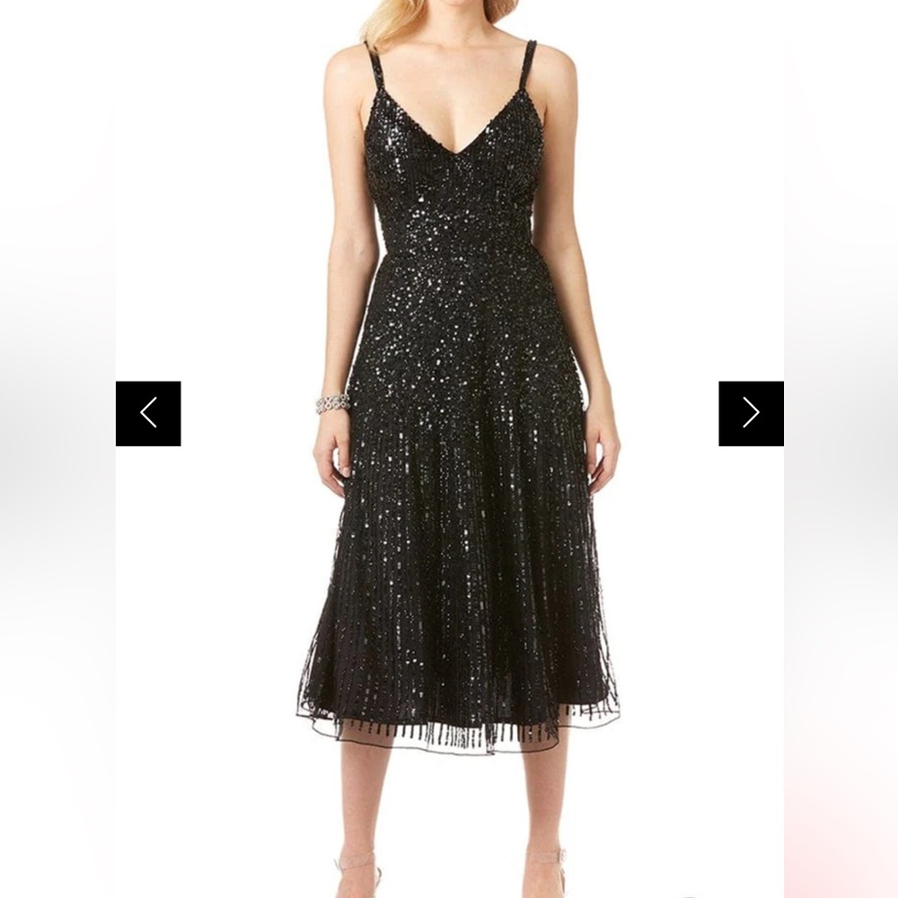 Black sequin midi dress